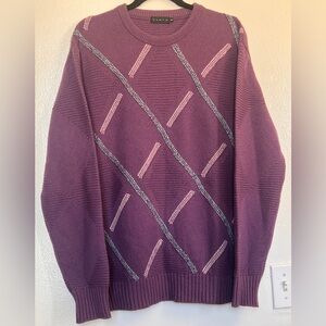 Elegant Purple Crewneck Sweater with Gray Accents